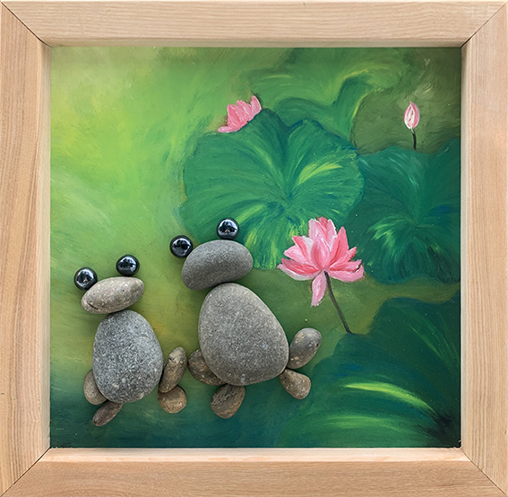 Tranh đá sỏi - handmade - Đôi ếch
